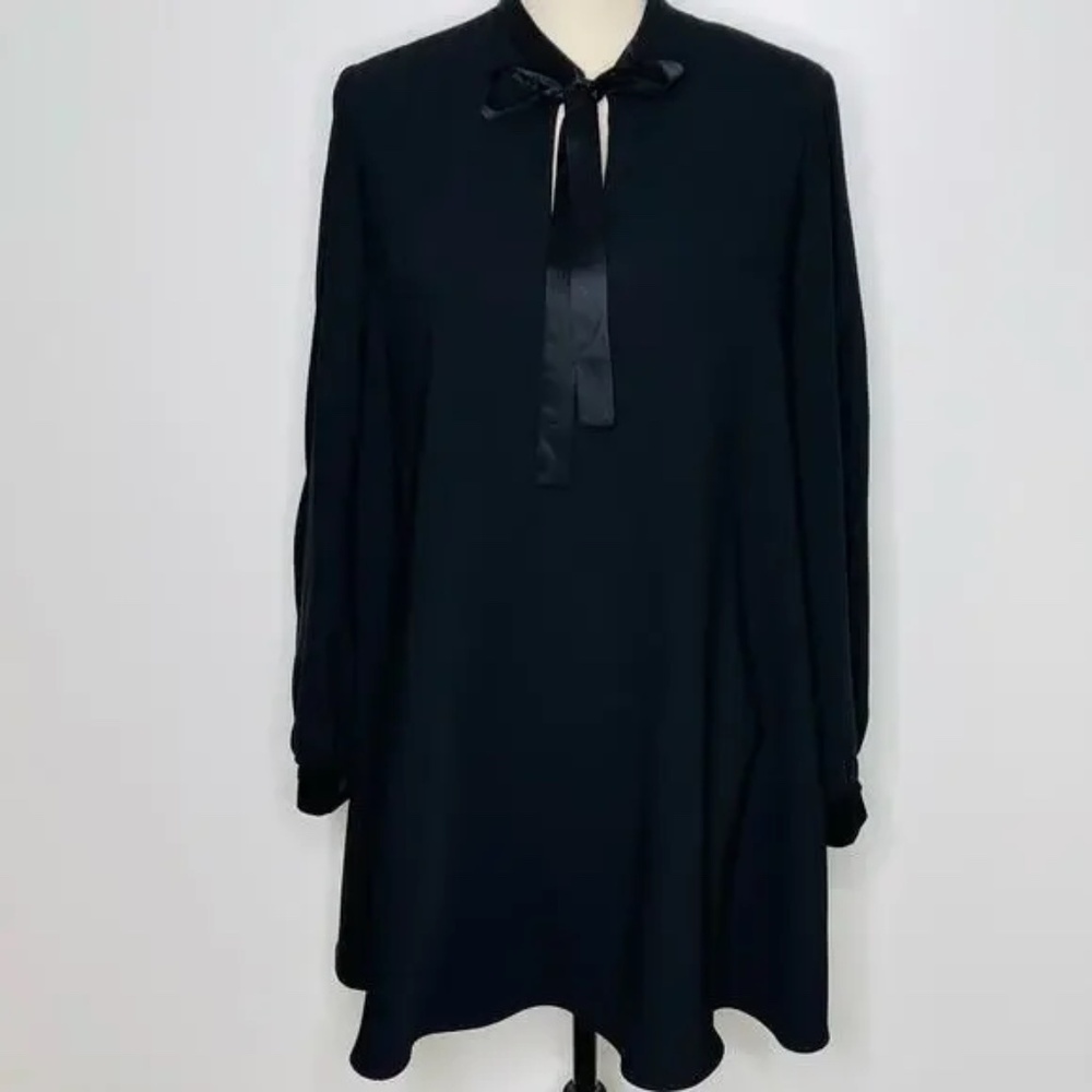 Amanda Uprichard Black Silk Mini Tunic Dress